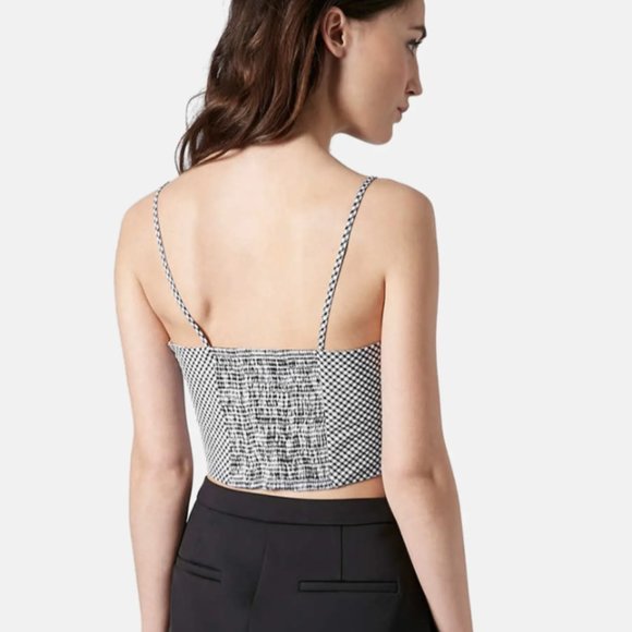 Topshop Black White Gingham Crop Bralette Bra Top - Picture 3 of 9